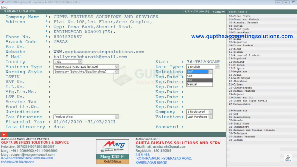 Company Creating process in Marg Software -5