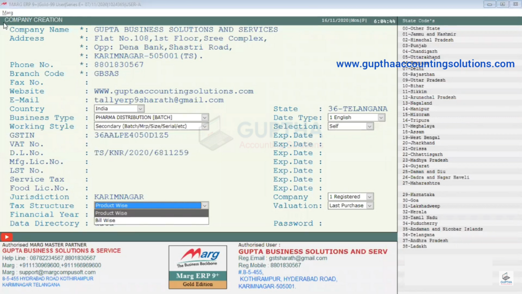 Company Creating process in Marg Software -6