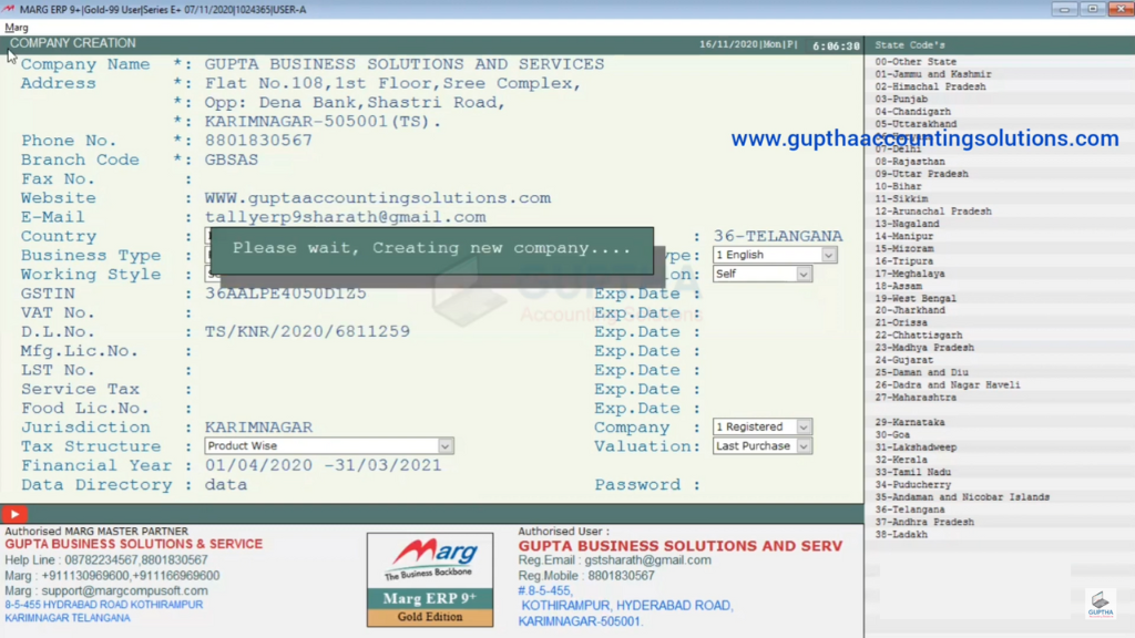 Creating Company in Marg Software Final