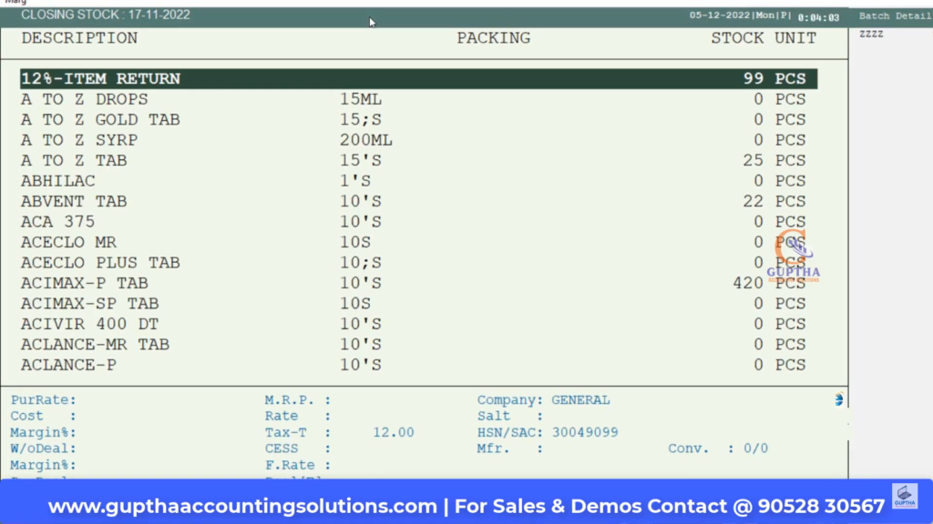 How to Know Current Stock Report in MARG in Telugu-1