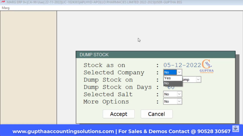 How to Know Dump Stock Report in MARG in Telugu-5