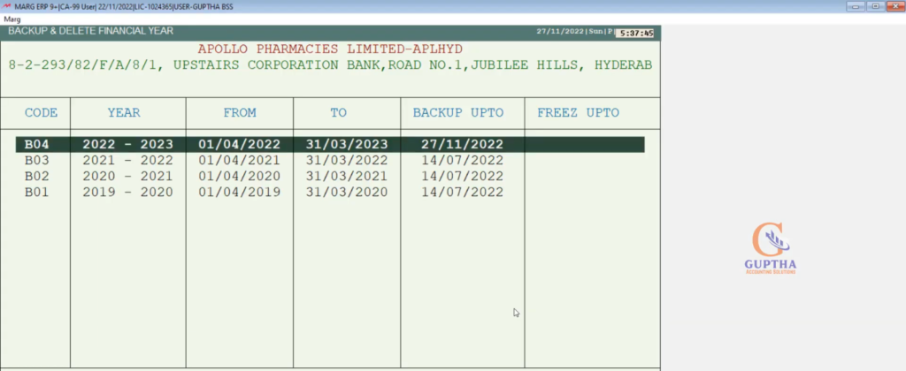 How to delete company backup in Marg Software in Telugu-3