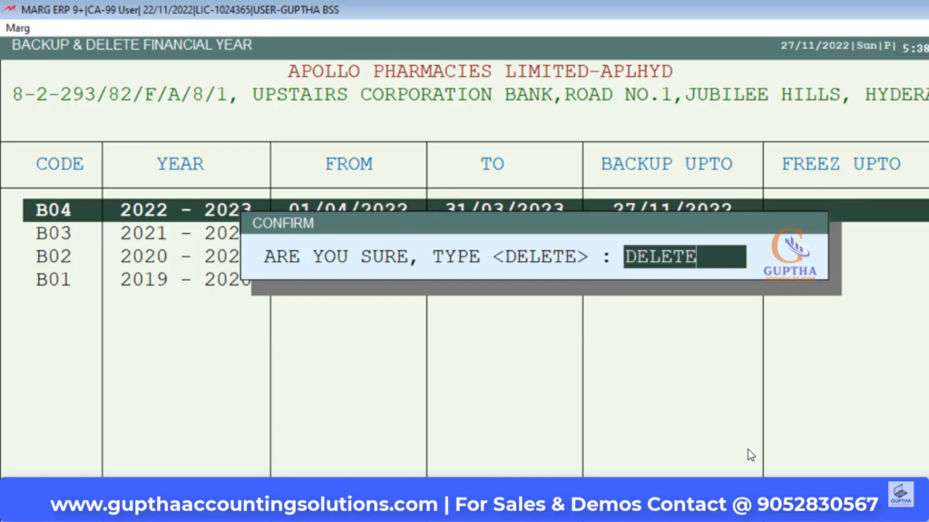 How to delete company backup in Marg Software in Telugu-6