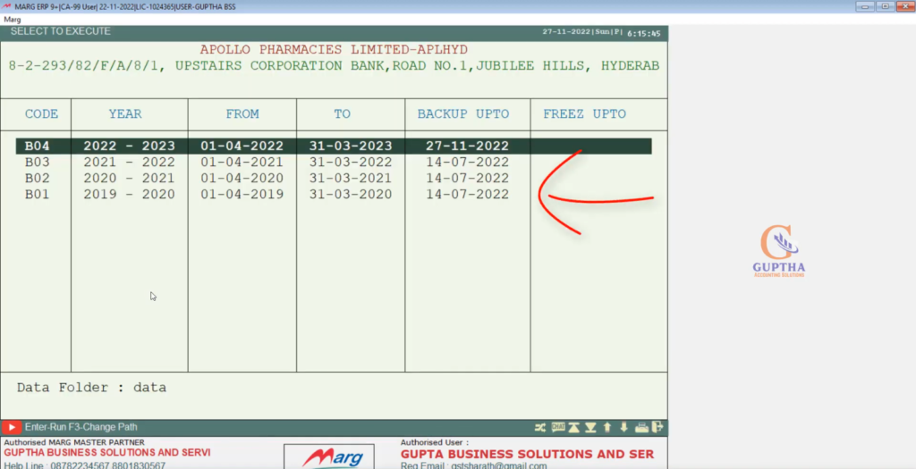 How to restore deleted backup company in Marg Software in Telugu-11