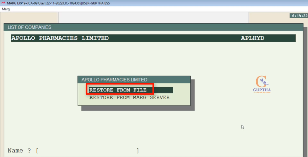 How to restore deleted backup company in Marg Software in Telugu-4