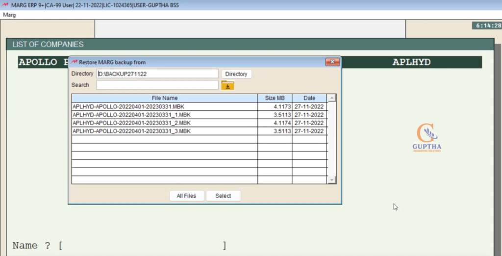 How to restore deleted backup company in Marg Software in Telugu-5