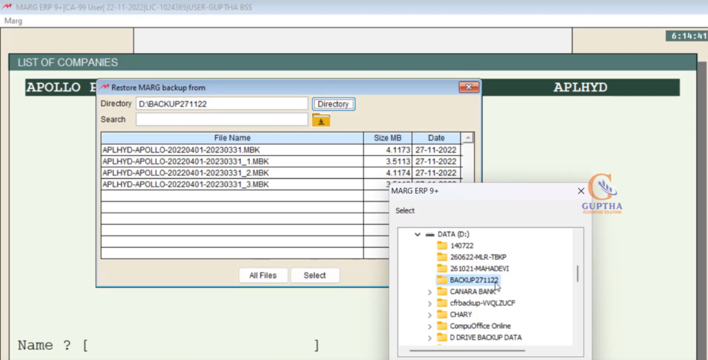 How to restore deleted backup company in Marg Software in Telugu-6