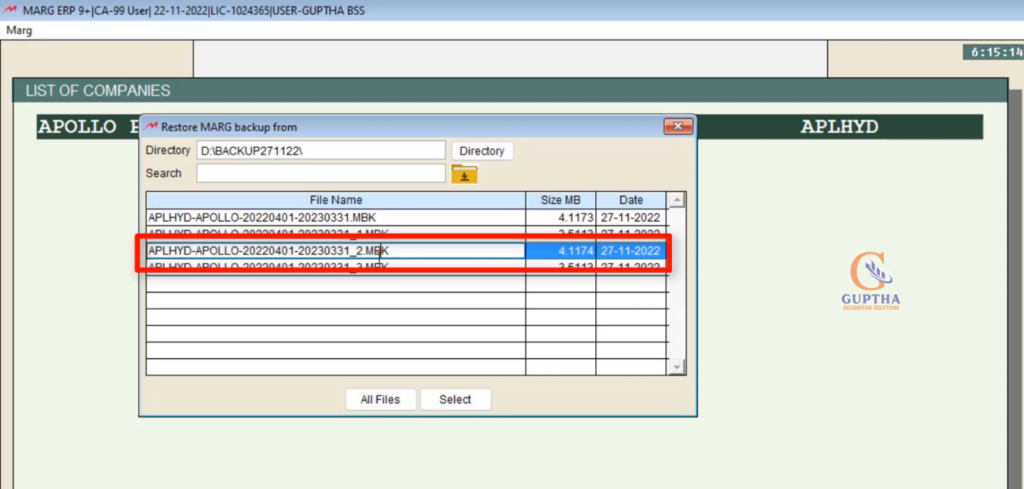 How to restore deleted backup company in Marg Software in Telugu-7