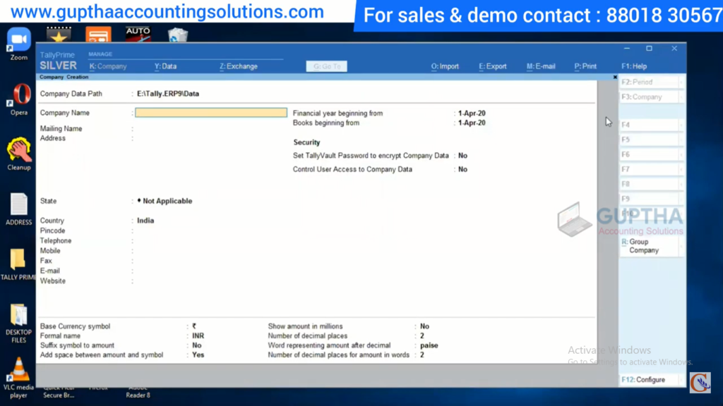 How to Create Company in Tally Prime in Telugu 2