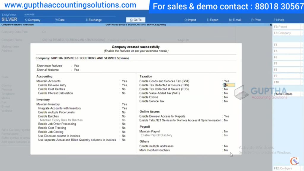 How to Create Company in Tally Prime in Telugu 23