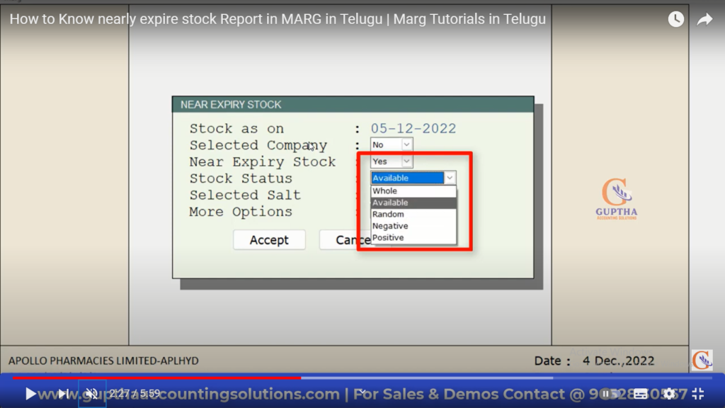 How to Know nearly expire stock Report in MARG in Telugu 12