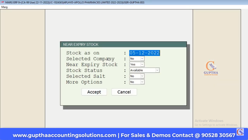 How to Know nearly expire stock Report in MARG in Telugu 7