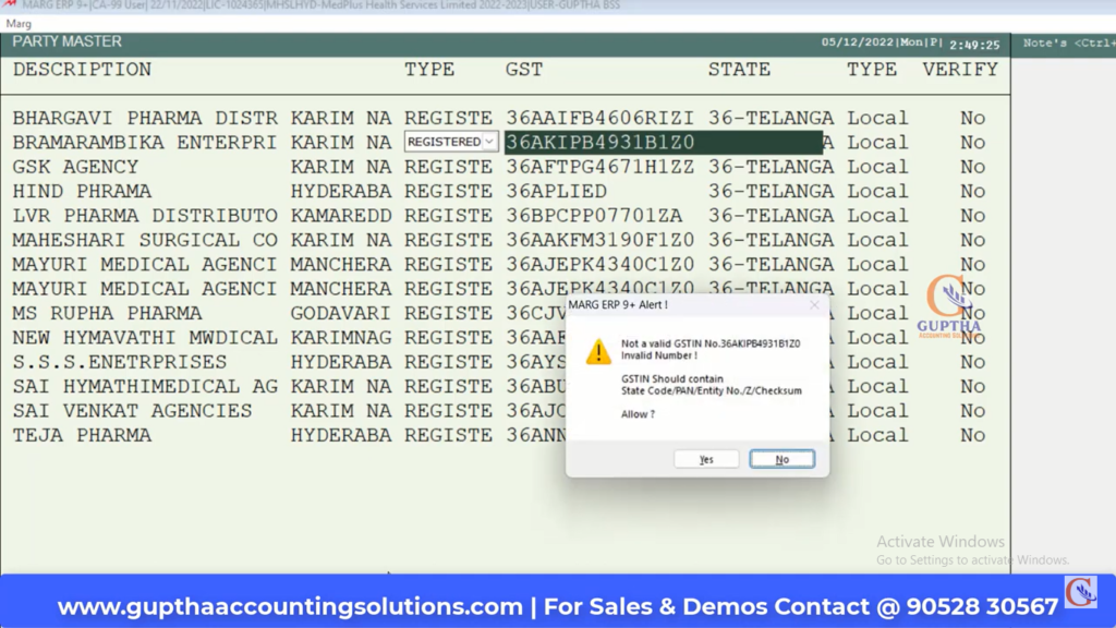 How to Verify Bulk GST IDs in MARG in Telugu 19