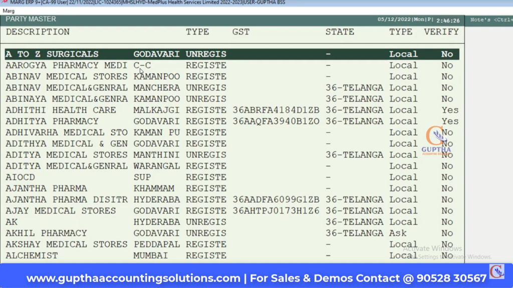 How to Verify Bulk GST IDs in MARG in Telugu 3