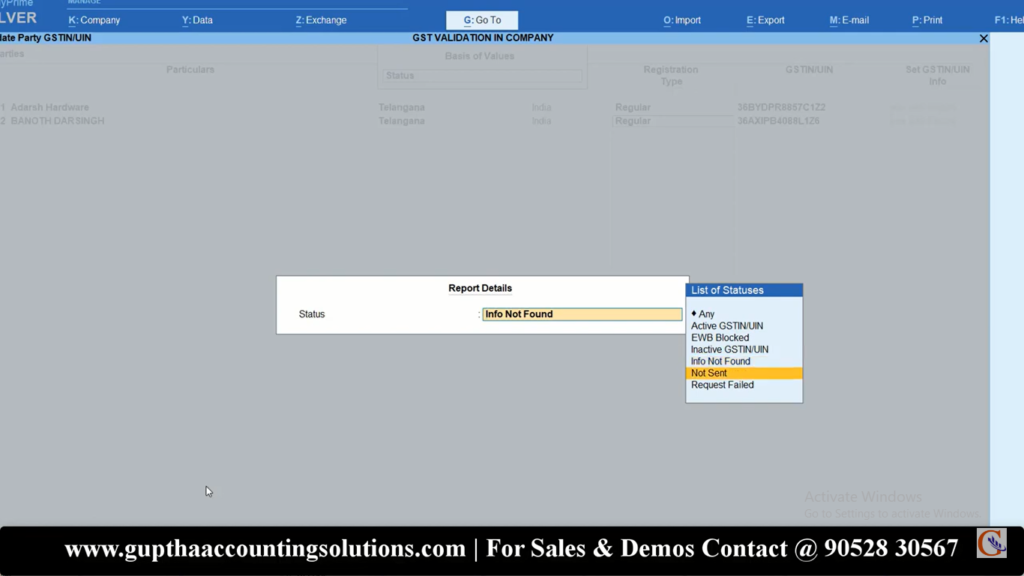 How to Verify GSTIN in Tally Prime in Telugu 26