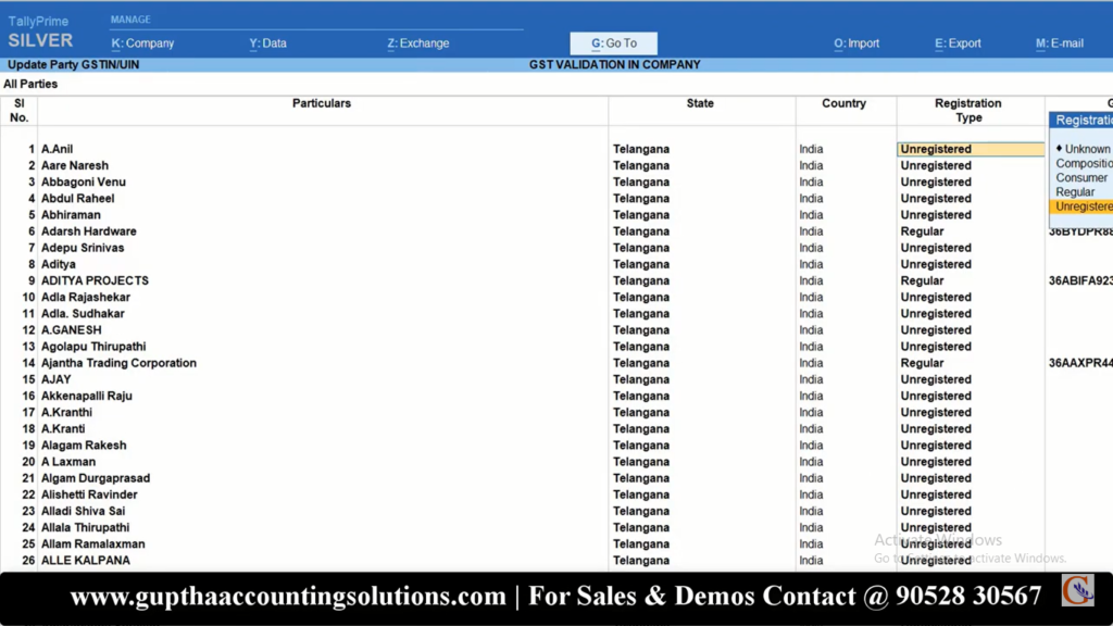 How to Verify GSTIN in Tally Prime in Telugu 6