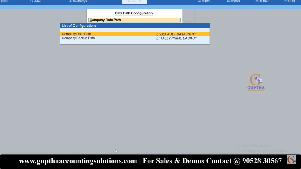 How to Change Default Data Path Setting in Tally Prime in Telugu 13