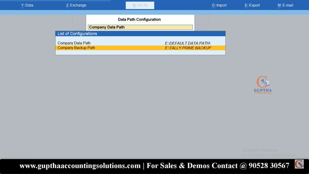 How to Change Default Data Path Setting in Tally Prime in Telugu 15