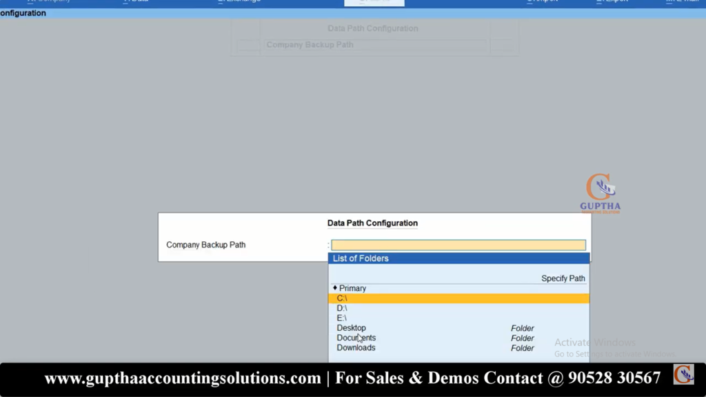 How to Change Default Data Path Setting in Tally Prime in Telugu 18