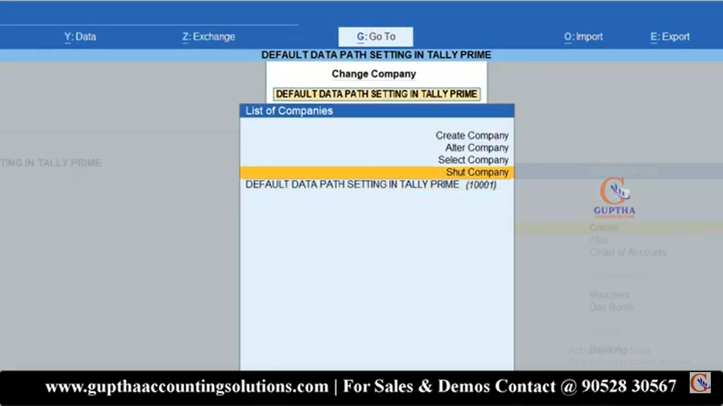 How to Change Default Data Path Setting in Tally Prime in Telugu 3