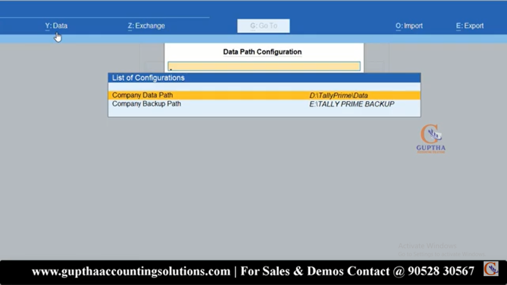 How to Change Default Data Path Setting in Tally Prime in Telugu 7