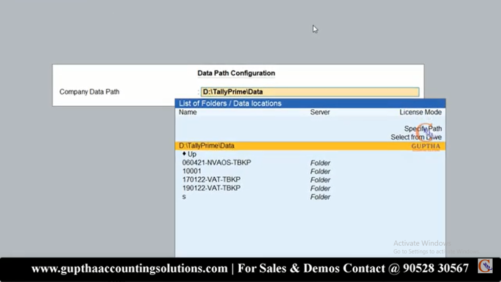 How to Change Default Data Path Setting in Tally Prime in Telugu 8