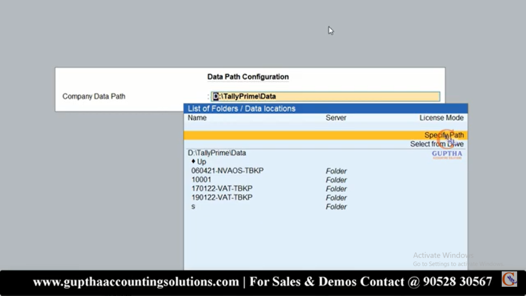 How to Change Default Data Path Setting in Tally Prime in Telugu 9