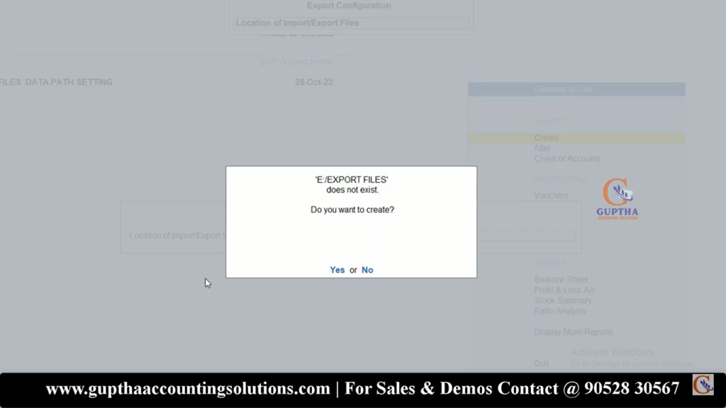 How to Change Default Export File Path Setting in Tally Prime in Telugu 10