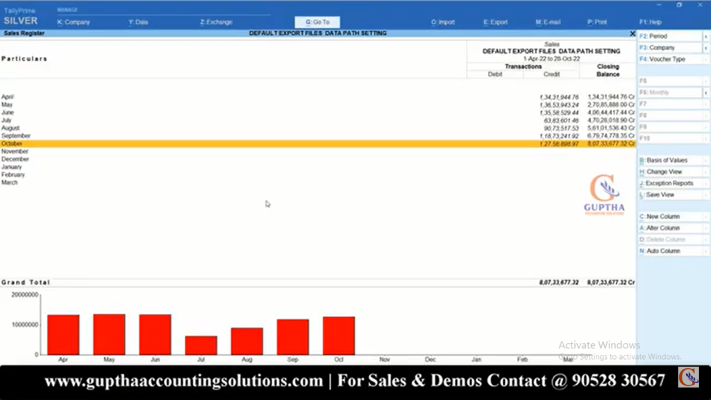 How to Change Default Export File Path Setting in Tally Prime in Telugu 13