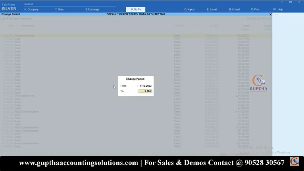How to Change Default Export File Path Setting in Tally Prime in Telugu 14