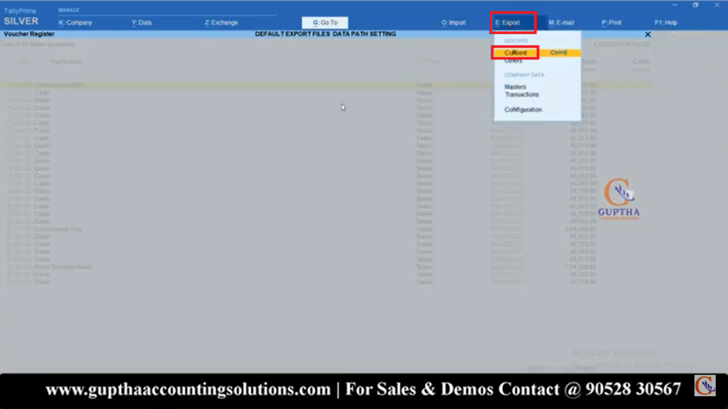 How to Change Default Export File Path Setting in Tally Prime in Telugu 15