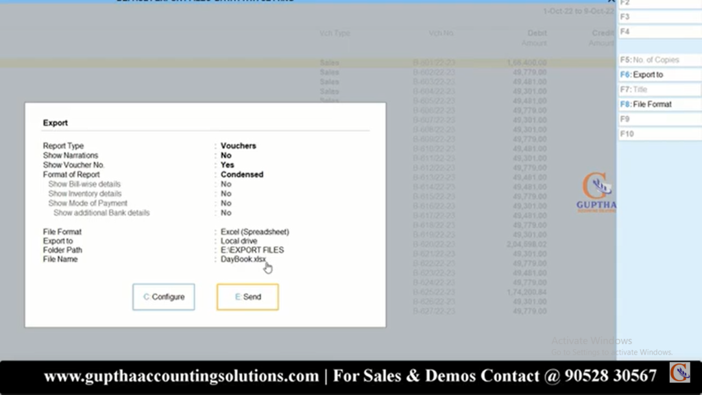 How to Change Default Export File Path Setting in Tally Prime in Telugu 16