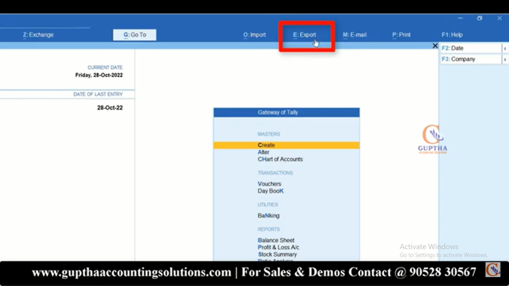 How to Change Default Export File Path Setting in Tally Prime in Telugu 2