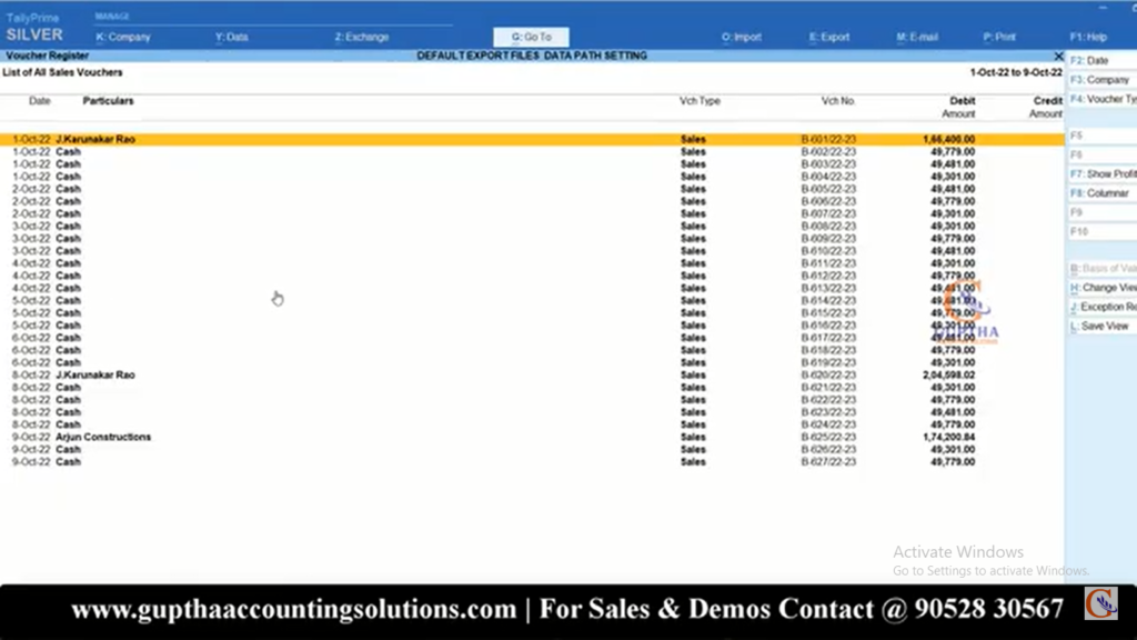 How to Change Default Export File Path Setting in Tally Prime in Telugu 20