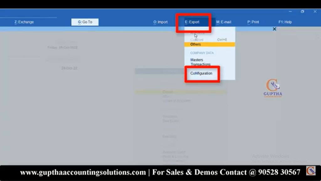 How to Change Default Export File Path Setting in Tally Prime in Telugu 3