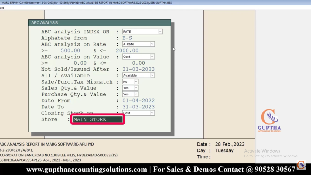 How to Check ABC Analysis Report in Marg in Telugu 10