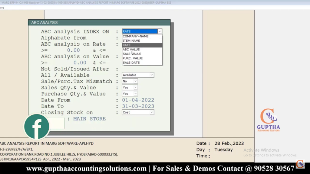 How to Check ABC Analysis Report in Marg in Telugu 3