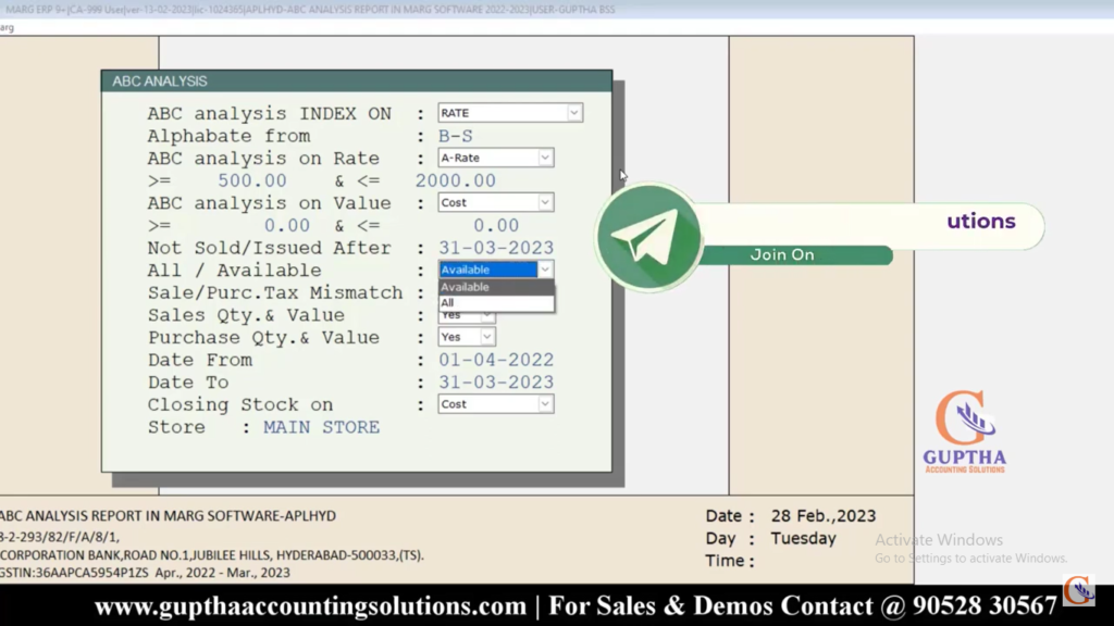 How to Check ABC Analysis Report in Marg in Telugu 9