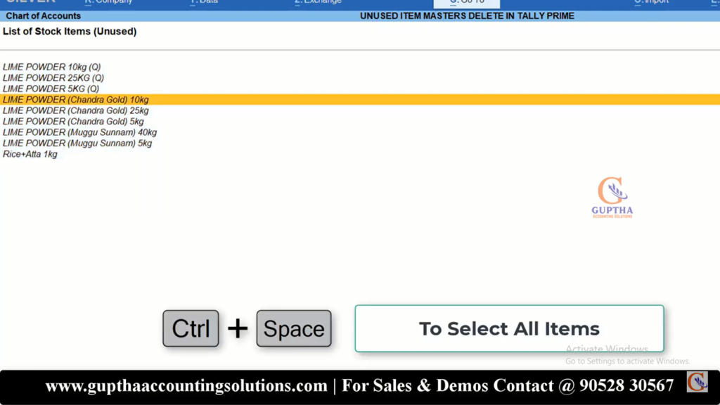 How to Delete Unused Item Masters in Tally Prime in Telugu 6