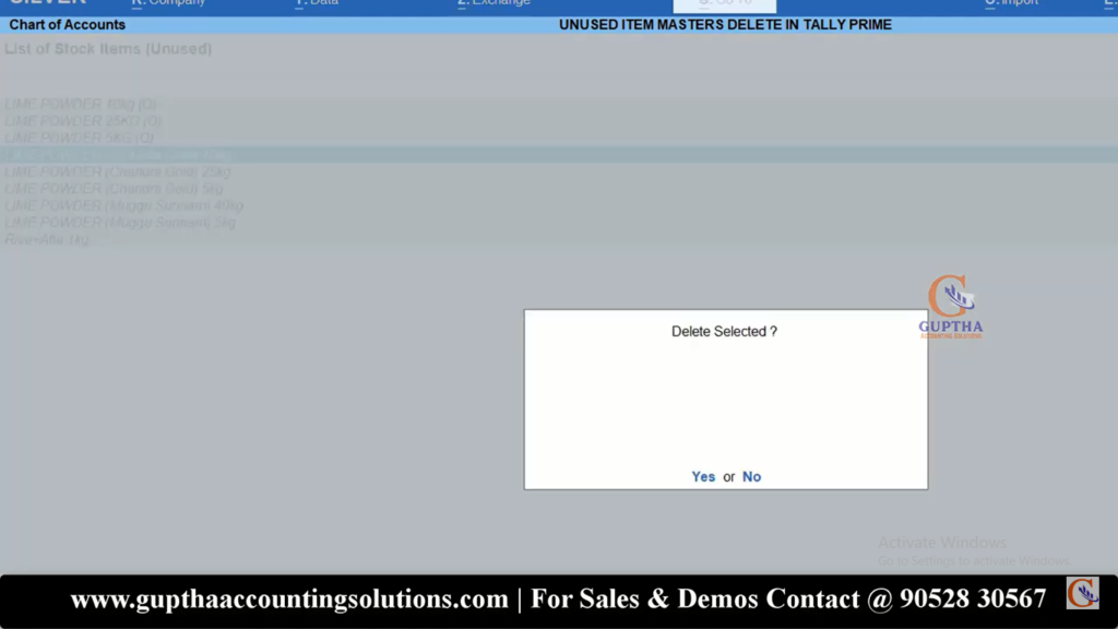 How to Delete Unused Item Masters in Tally Prime in Telugu 7