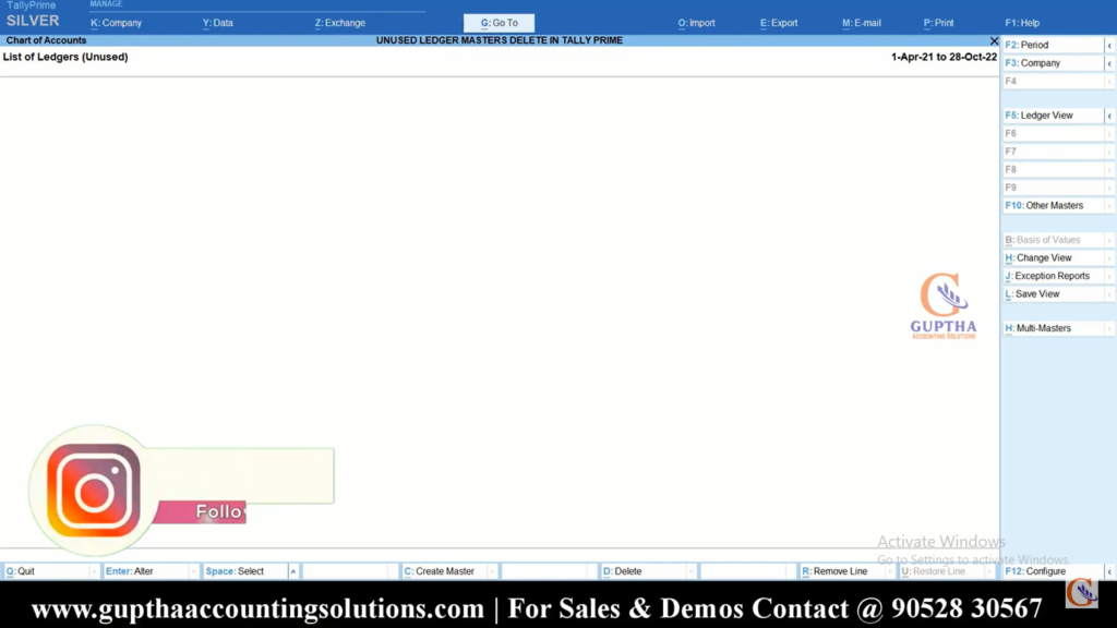 How to Delete Unused Ledger Masters in Tally Prime in Telugu 10