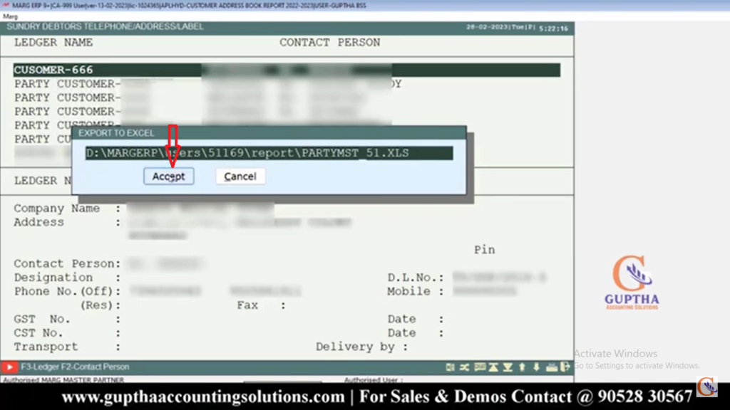 How to Export Address Book Report in Marg in Telugu 10