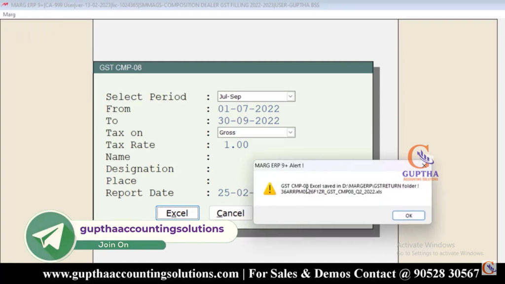How to Export CMP 8 Composition Dealer Returns to Excel in Marg in Telugu 10