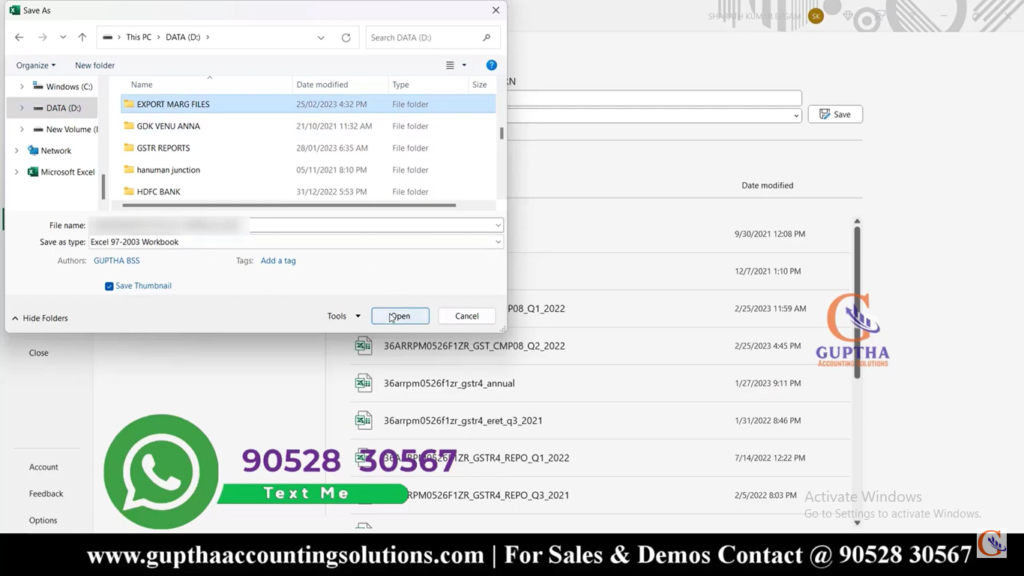 How to Export CMP 8 Composition Dealer Returns to Excel in Marg in Telugu 13