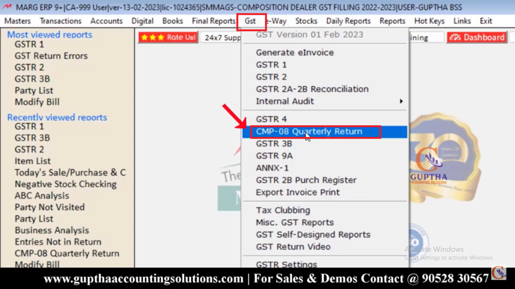 How to Export CMP 8 Composition Dealer Returns to Excel in Marg in Telugu 2