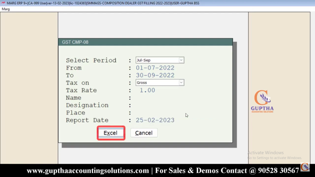 How to Export CMP 8 Composition Dealer Returns to Excel in Marg in Telugu 7