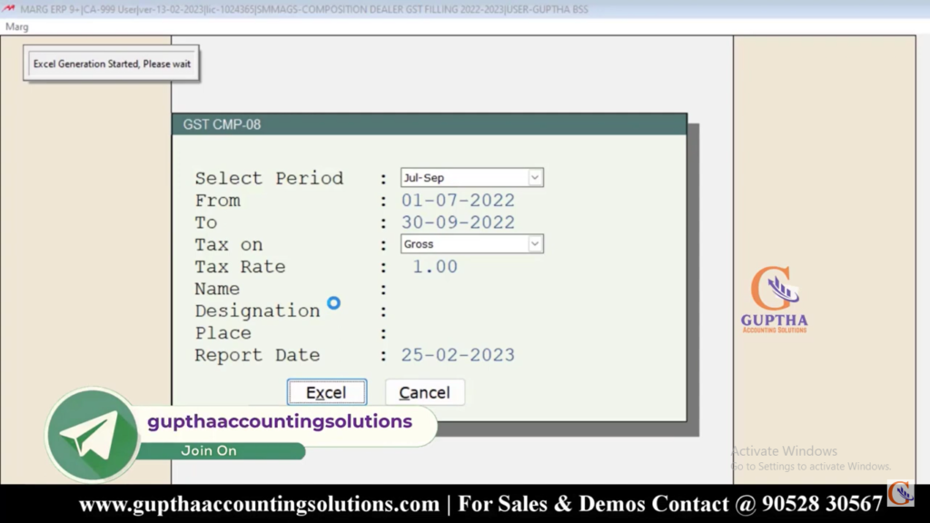 How to Export CMP 8 Composition Dealer Returns to Excel in Marg in Telugu 9