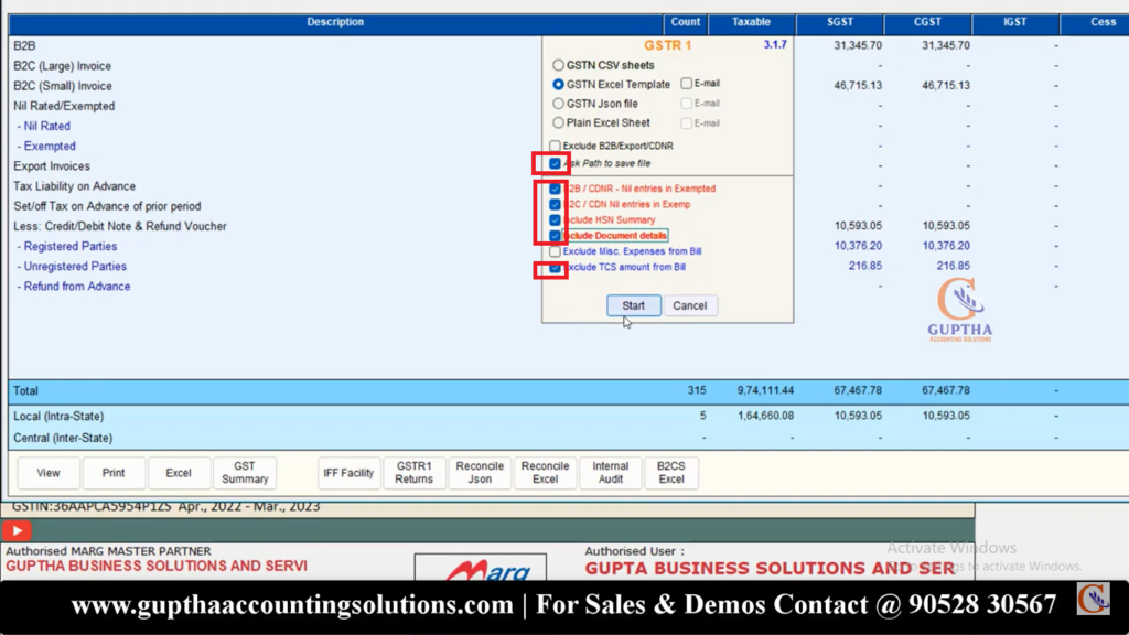 How to Export GSTR 1 Report MARG ERP into Excel, CSV, Json formats in Telugu 10