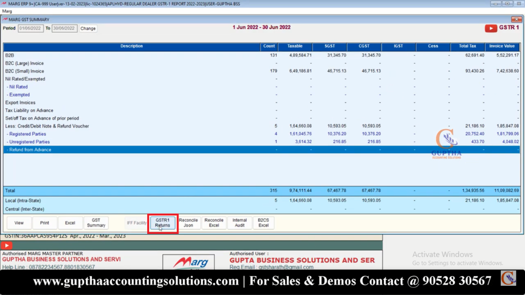 How to Export GSTR 1 Report MARG ERP into Excel, CSV, Json formats in Telugu 18