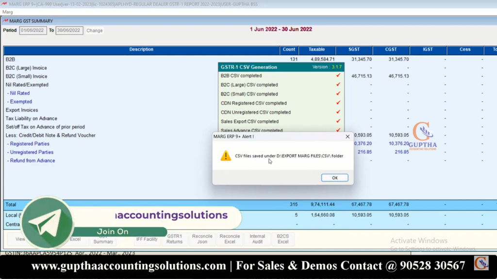 How to Export GSTR 1 Report MARG ERP into Excel, CSV, Json formats in Telugu 21